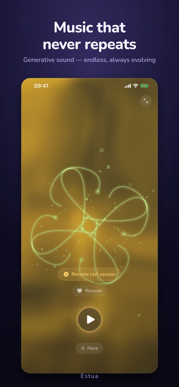 Music that never repeats — estua screenshot