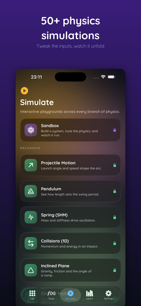 50+ physics simulations — phyzix screenshot