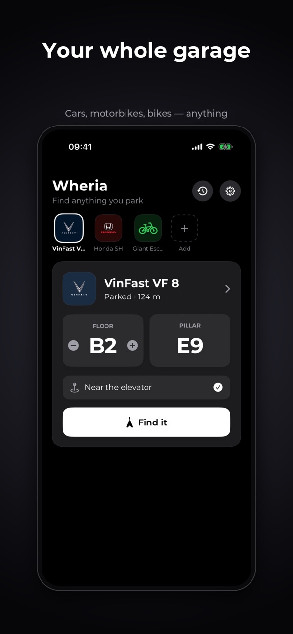 Your whole garage — wheria screenshot