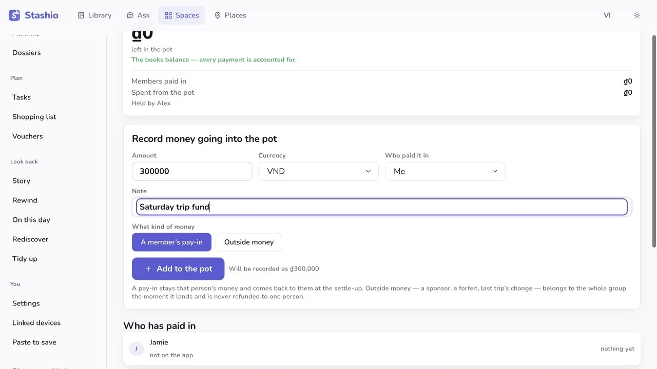 Record a group contribution