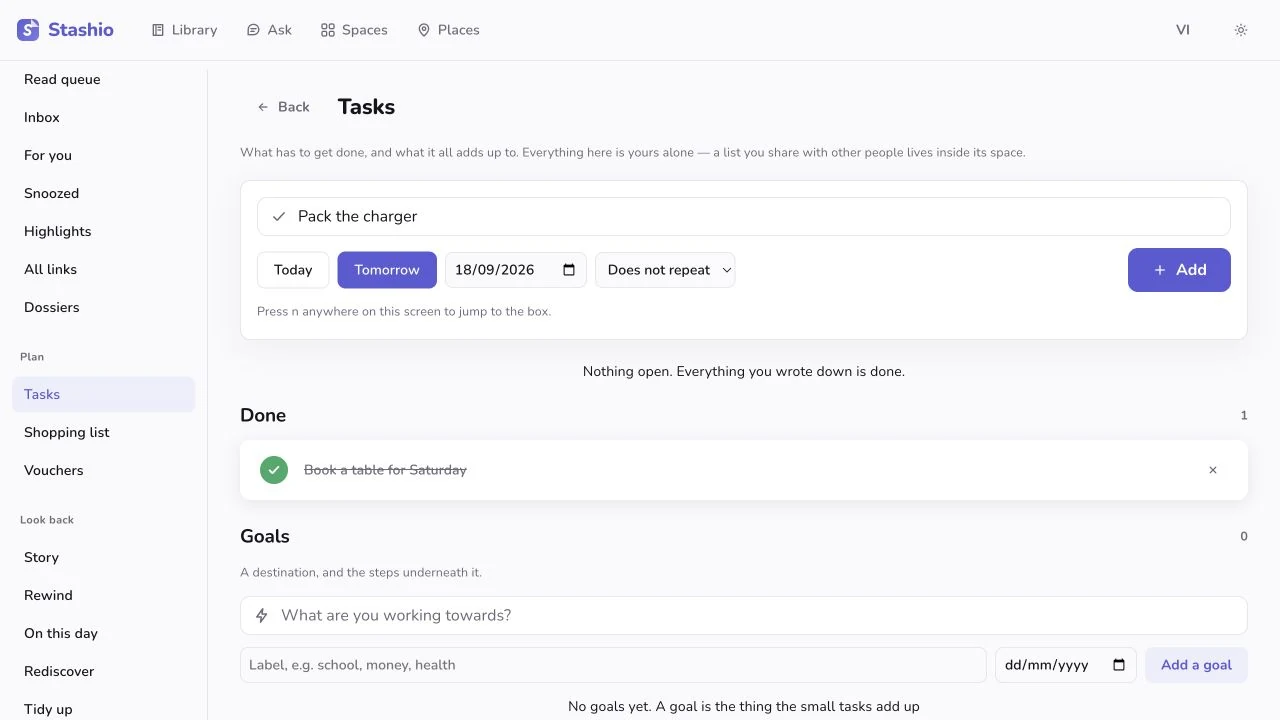 Add a task and due date